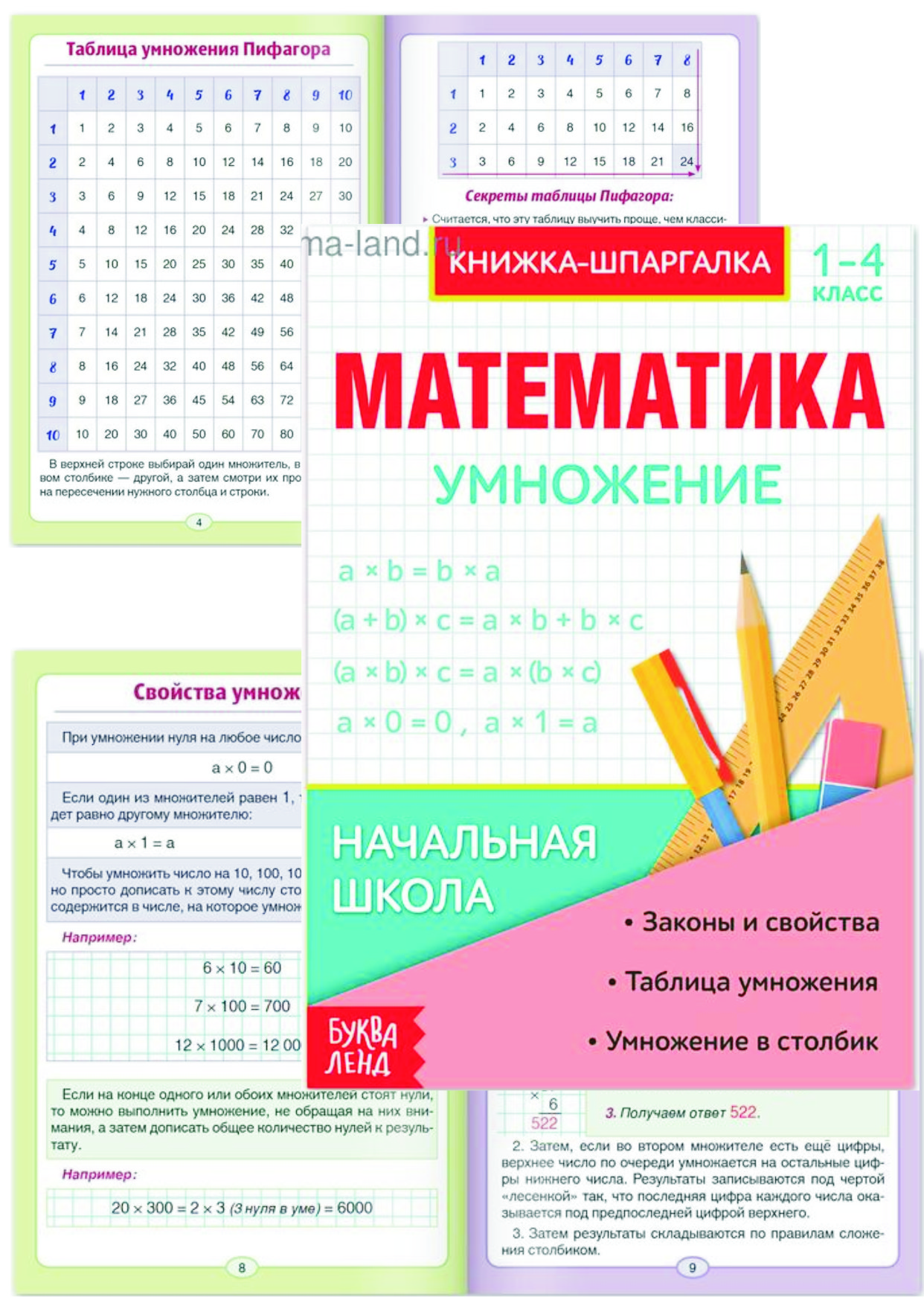 9.6. Математика. Умножение 1-4 кл. (книжка-шпаргалка). — Школа Шаталова